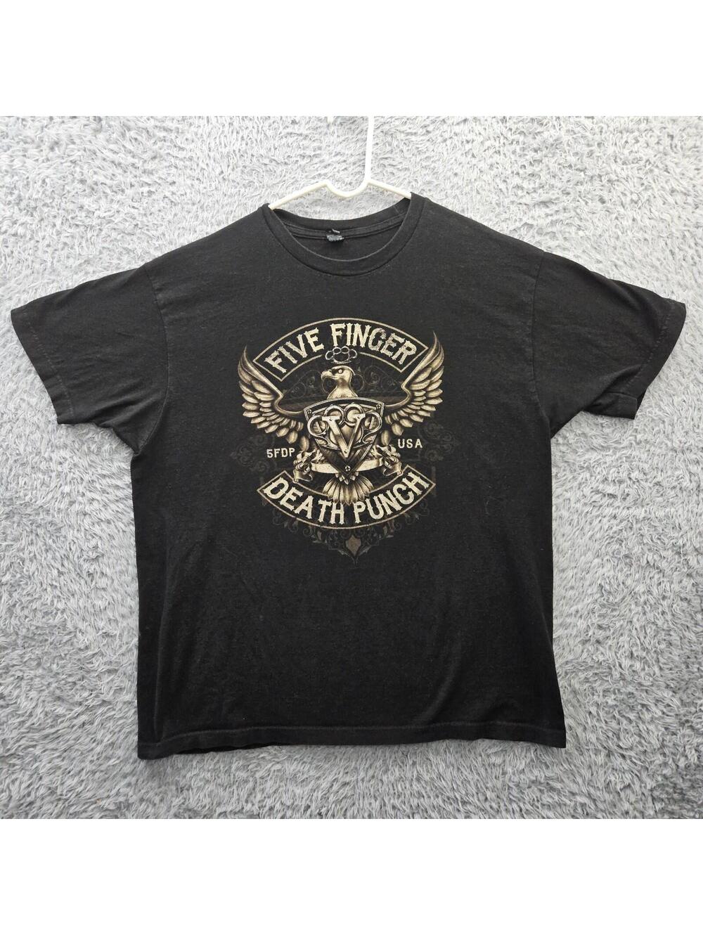 Five Finger Death Punch Vintage T Shirt XL Tultex Wings Shield Metal Y2K *Spot